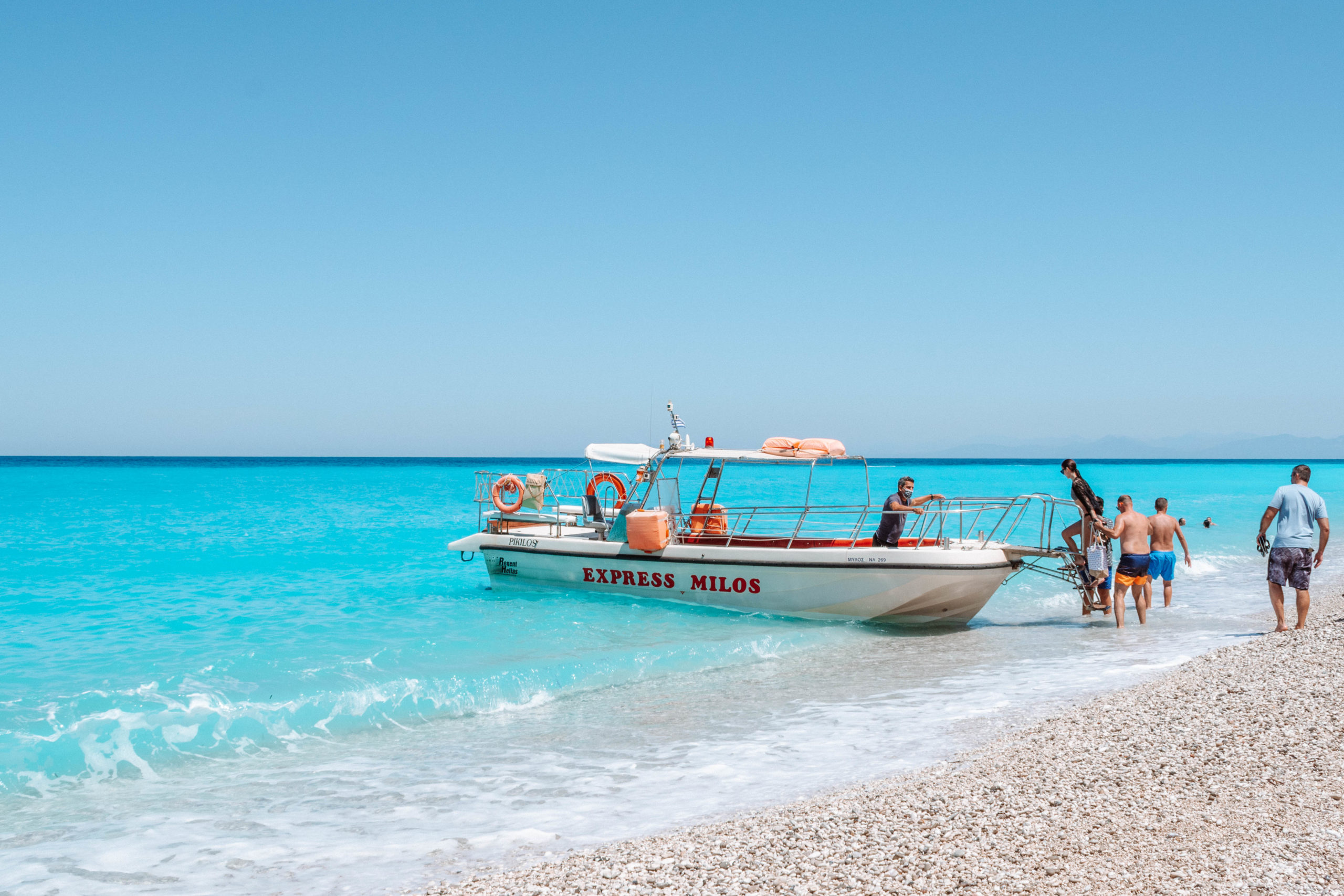 Boat taxi to Milos Beach Lefkada